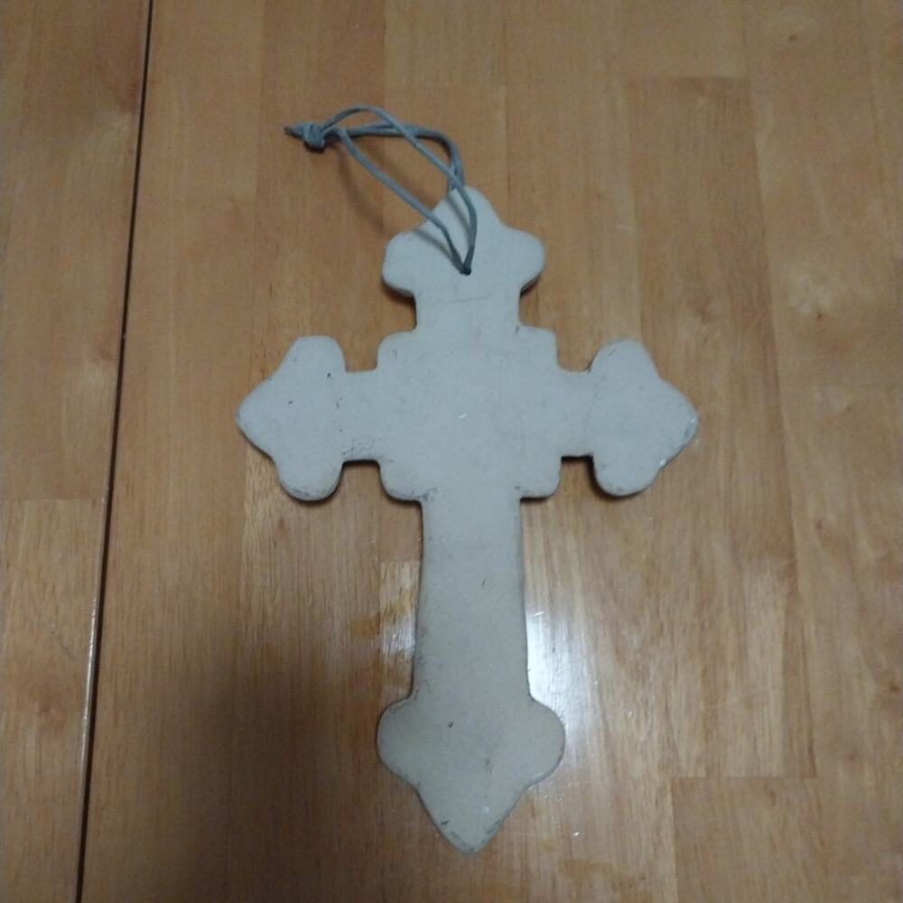 White Ceramic Cross Wall Hanging 11" Gift Decor - Picture 4 of 4